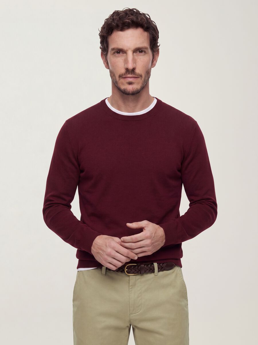 Maglia girocollo rossa in misto viscosa regular fit_0