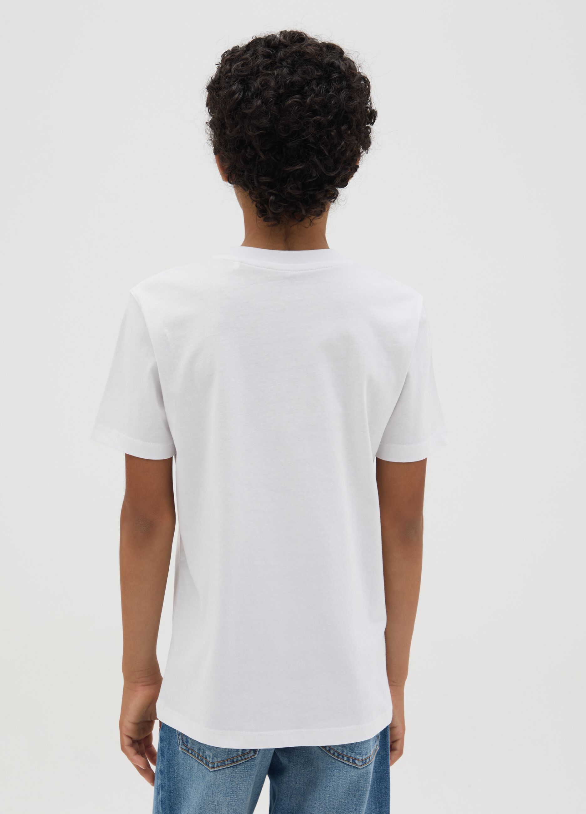 White cotton T-shirt with lettering print