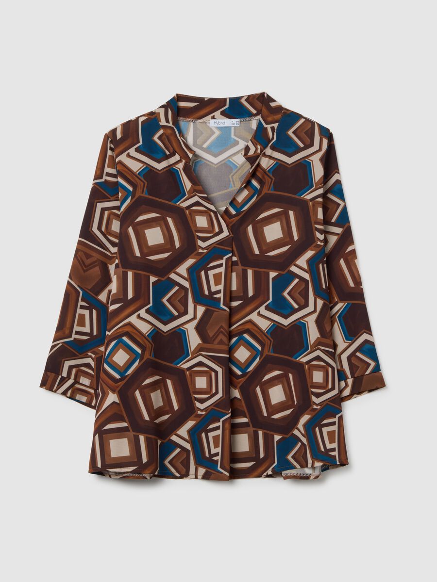 Maglia a maniche lunghe multicolor regular fit con fantasia geometrica_4