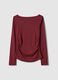 Red long-sleeved pure cotton T-shirt regular fit_4