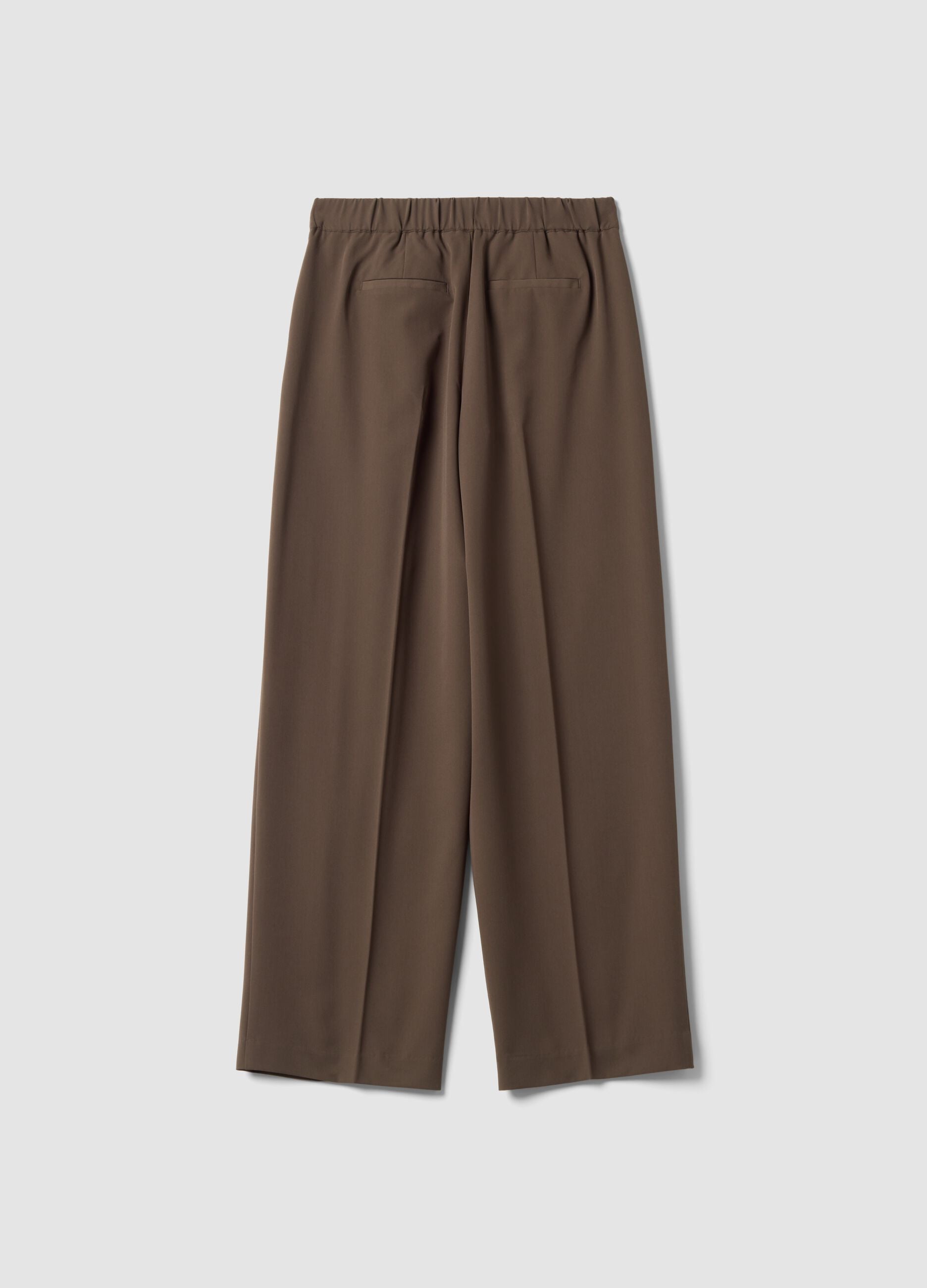 Pantaloni formali marroni in viscosa elasticizzata regular fit