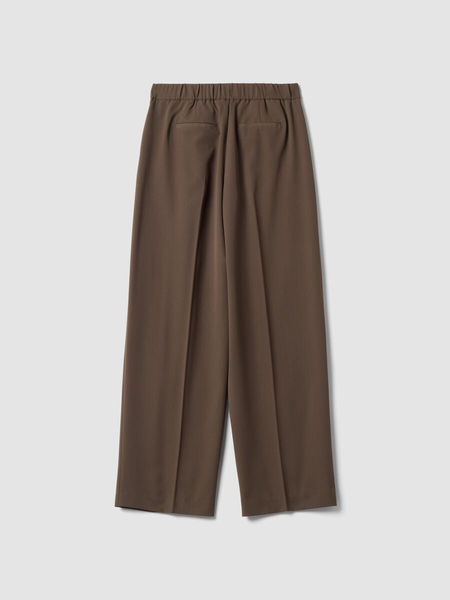Pantaloni formali marroni in viscosa elasticizzata regular fit_2