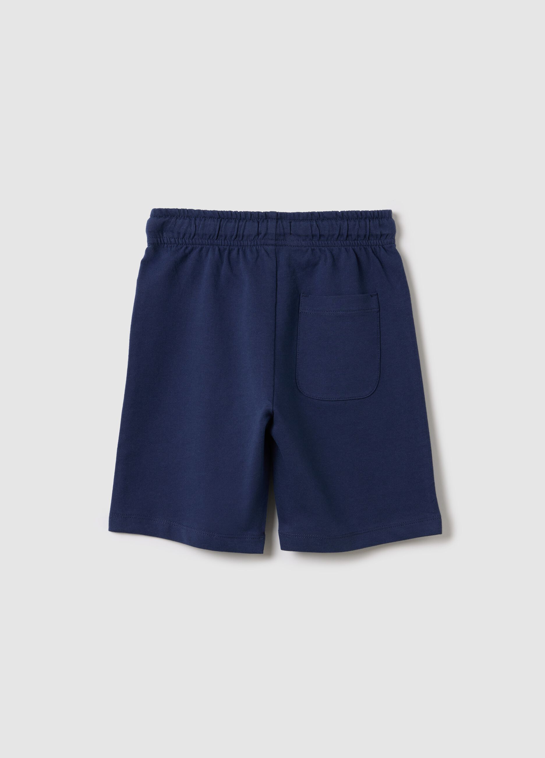 Blue shorts in pure cotton with elasticated waist