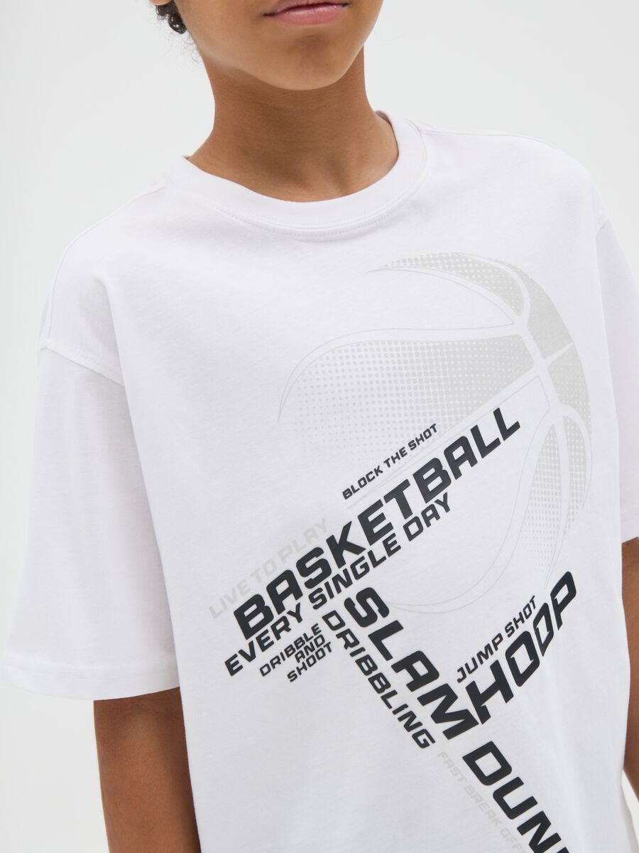White regular fit pure cotton kids' t-shirt with print_1