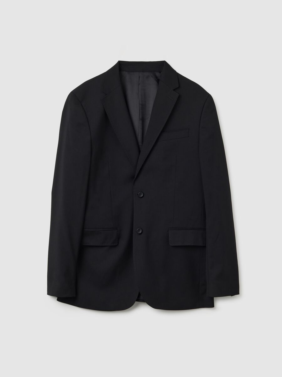 Men's Black Mixed Regular Fit Blazer_0