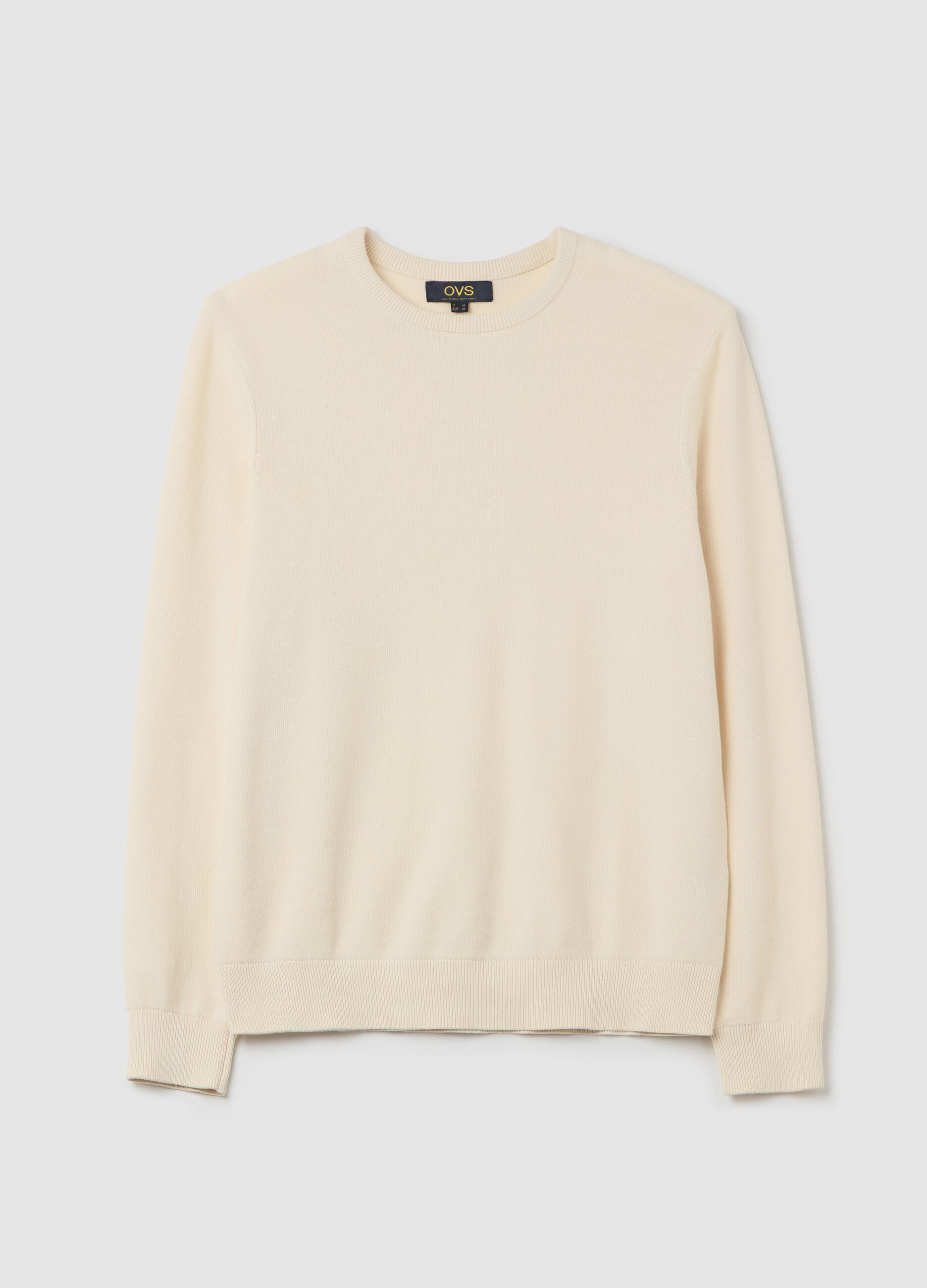 Pullover in cotone con micro trama