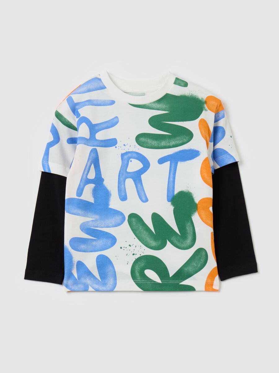 T-shirt maniche lunghe con stampa_0