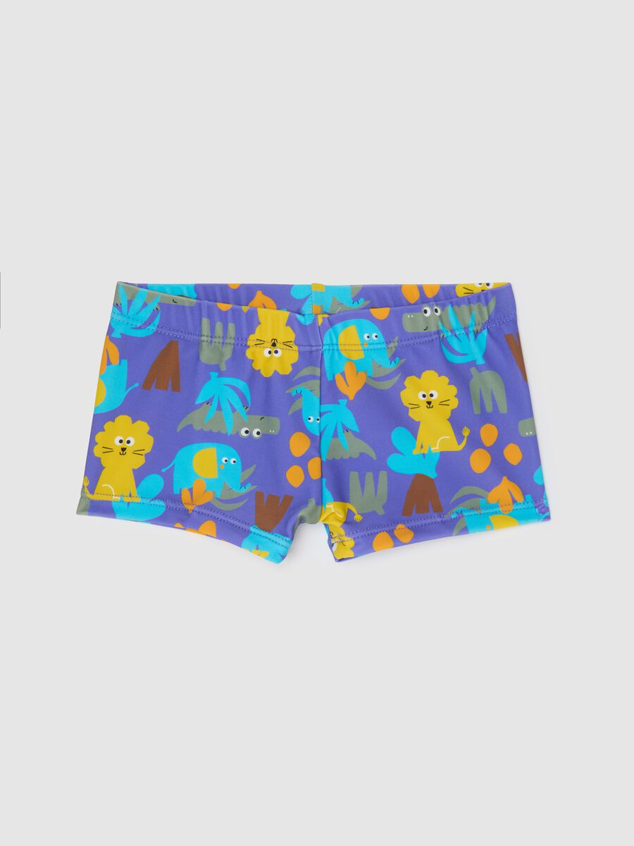 Boys’ swim briefs in multicoloured stretch fabric_0