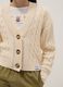 Beige cotton blend woven cardigan for girls with oversized fit_2