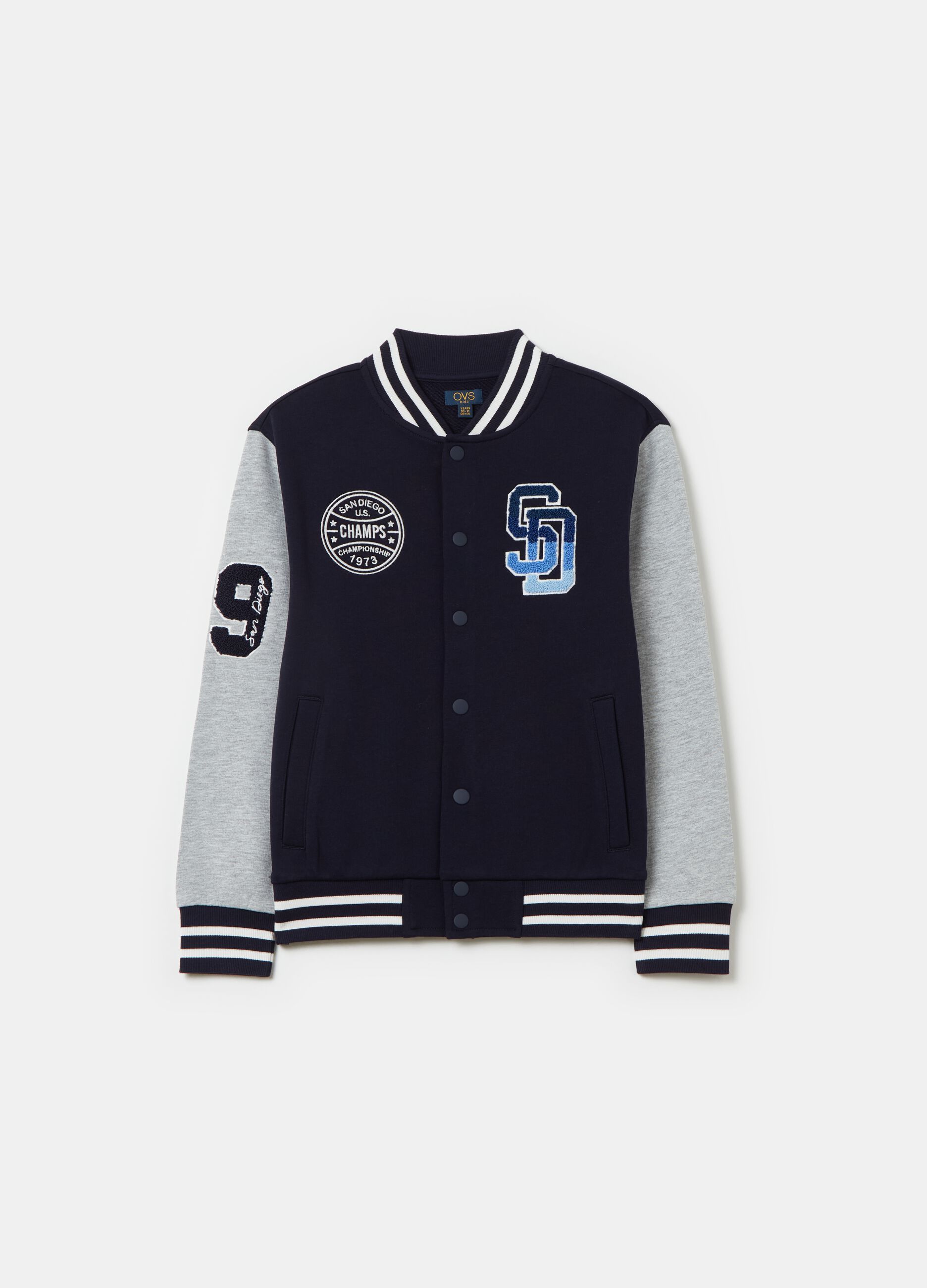 Felpa varsity in French Terry con patch