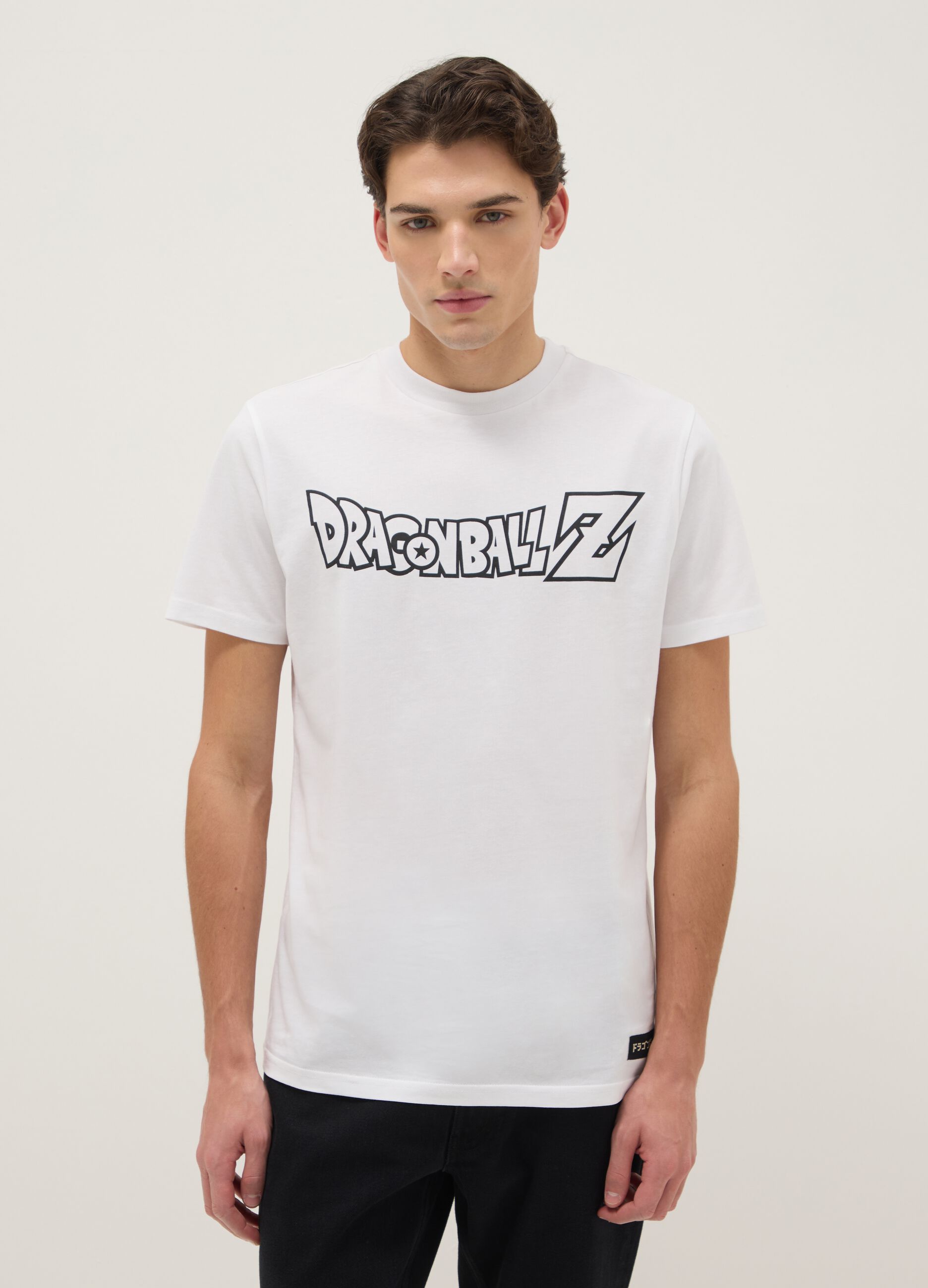 White pure cotton regular fit T-shirt with Dragon Ball print