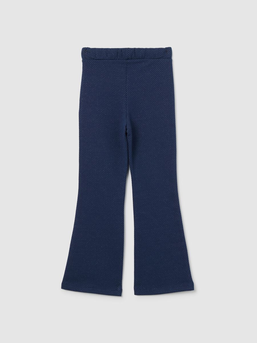 Girls' Blue Flare Polka Dot Leggings in Stretch Cotton_1