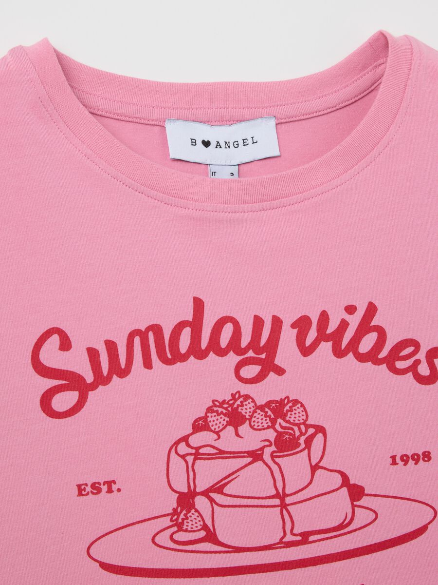Pink 'Sunday Vibes' Stretch Cotton T-shirt_5