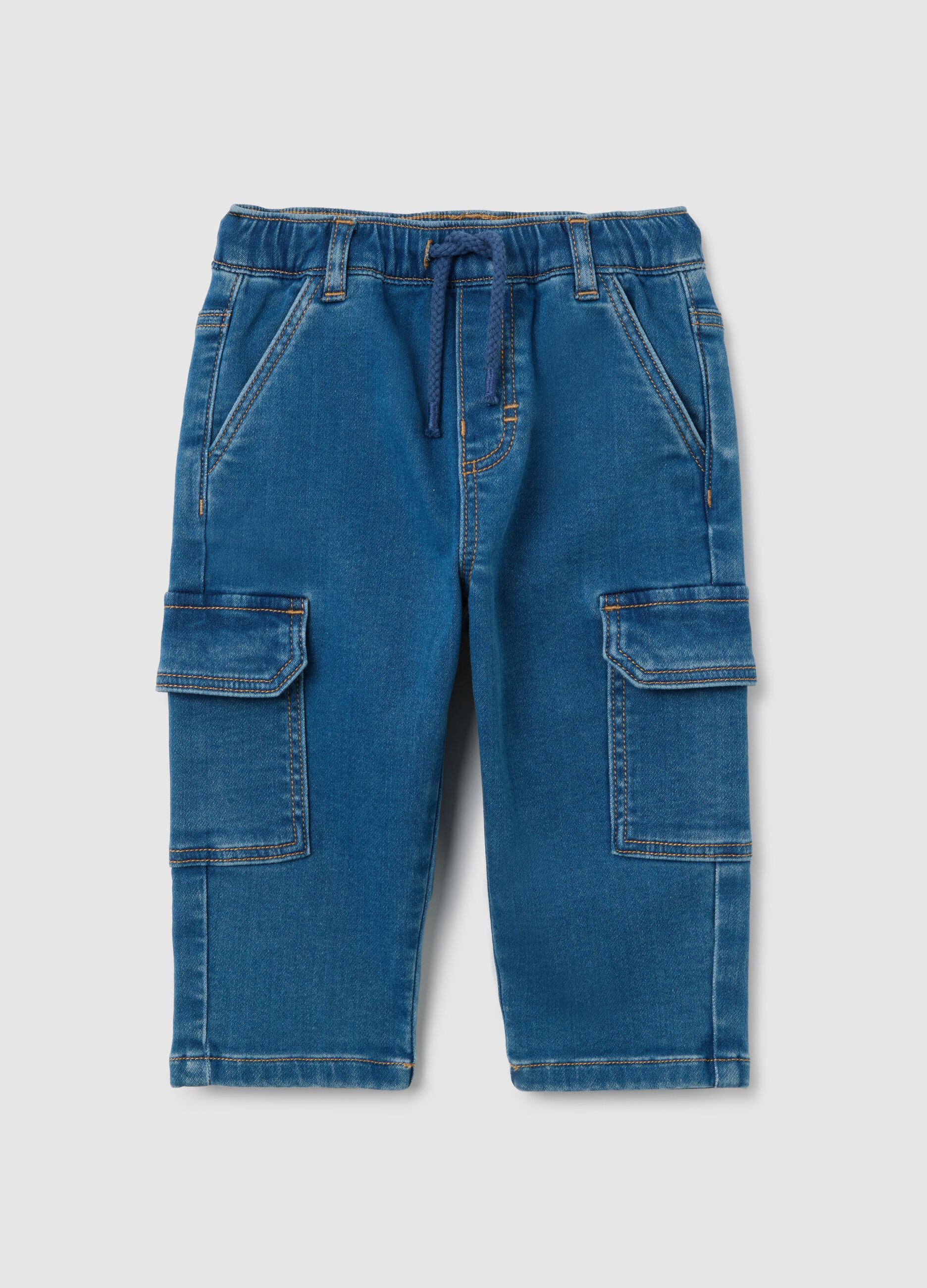 Baby boy denim cargo trousers in regular fit