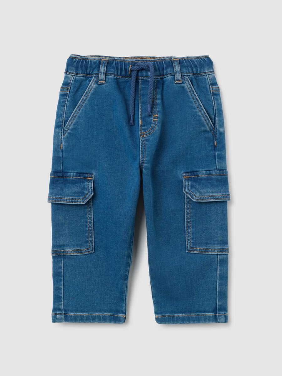 Baby boy denim cargo trousers in regular fit_0