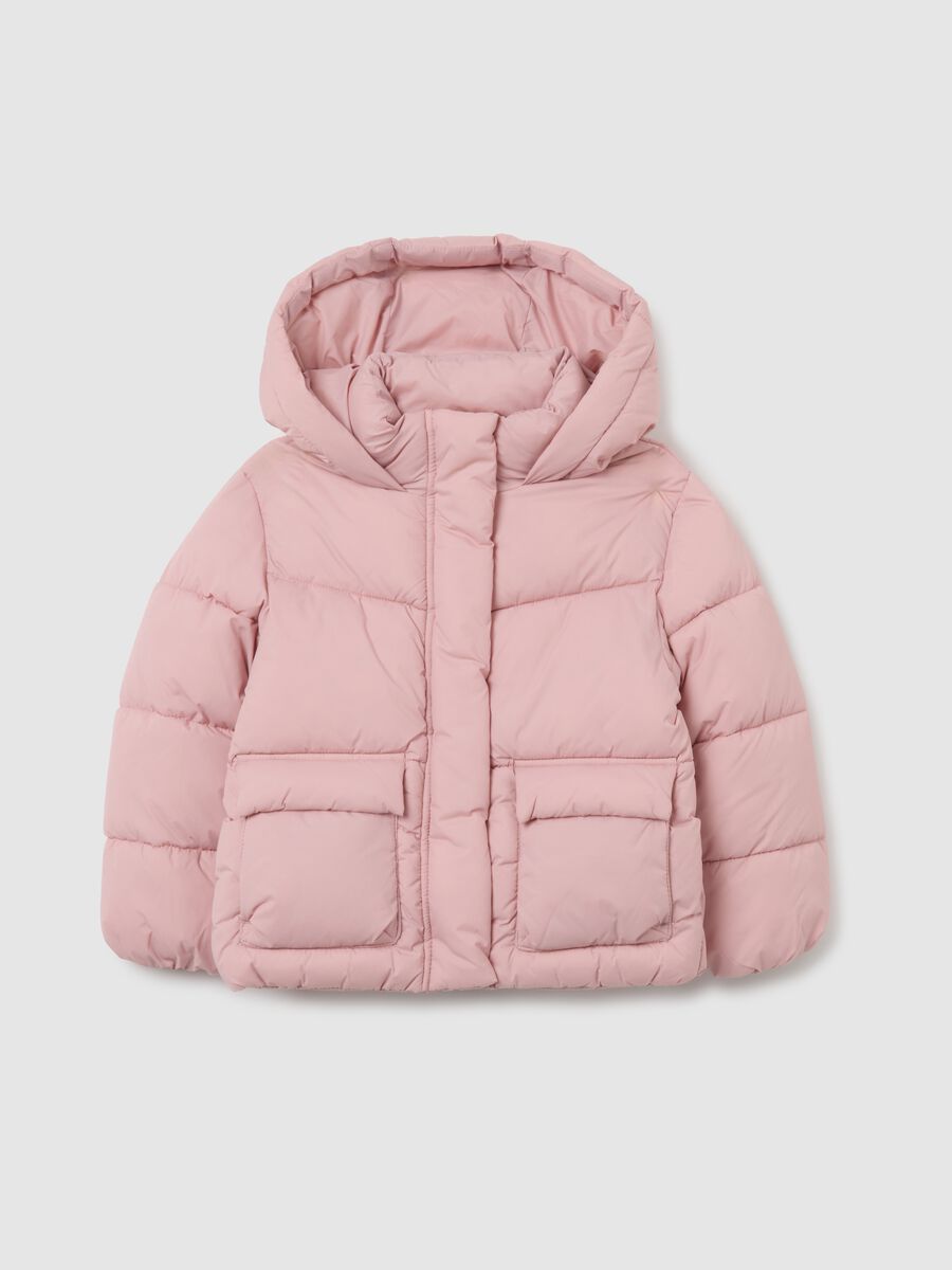 The Iconic Puffer pink hooded jacket for girls_0
