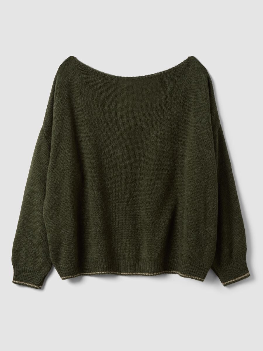 Green regular-fit wool-blend jumper with contrast trim_2
