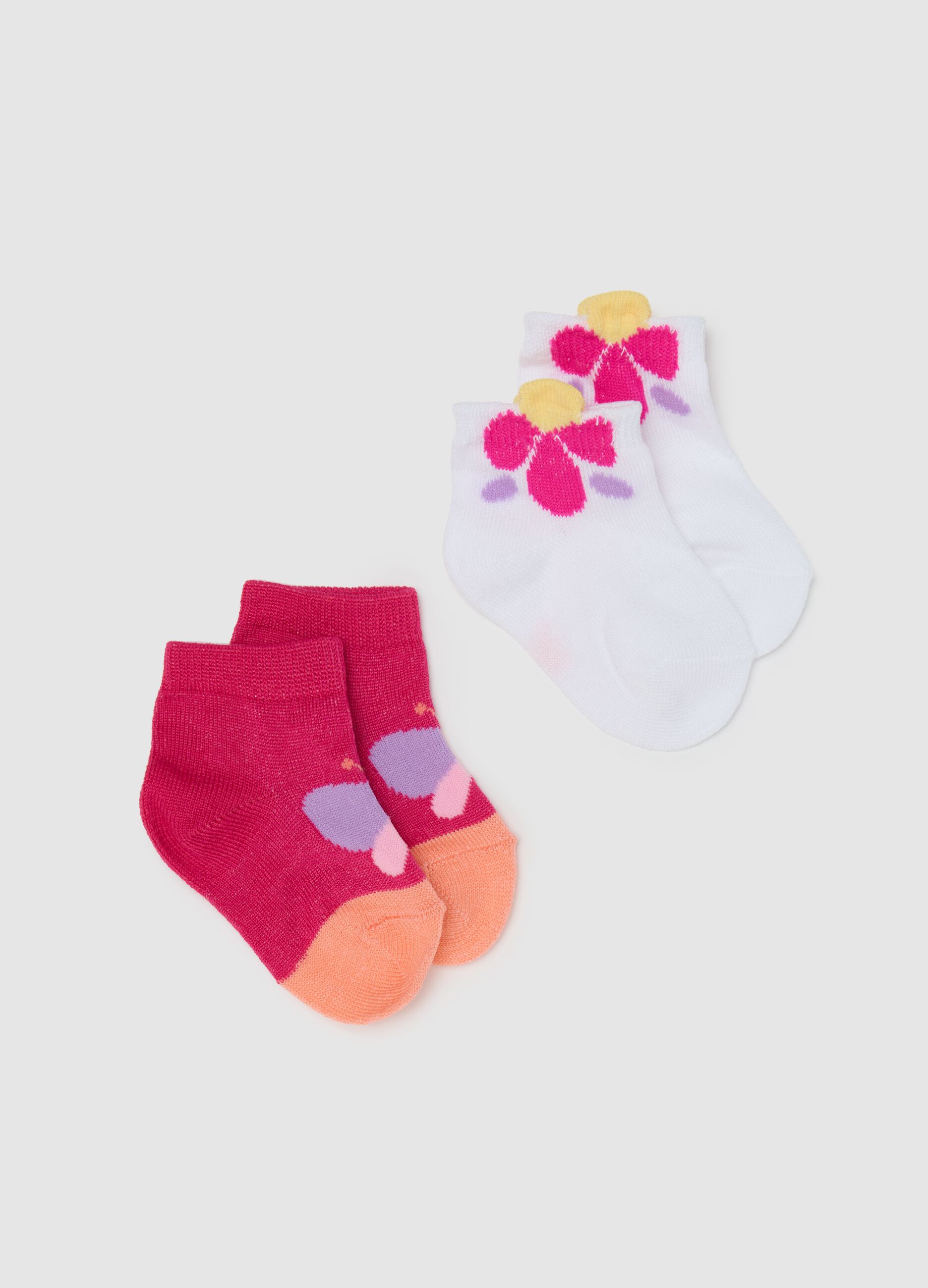 Calzini corti da bambina in cotone multicolor con motivo