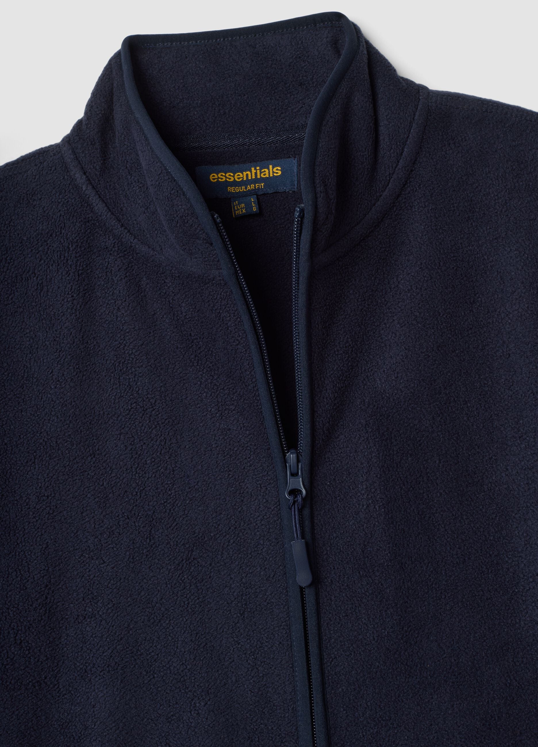 Felpa blu in pile con colletto regular fit