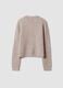 Beige crew-neck cardigan in stretchy wool and alpaca, regular fit_5