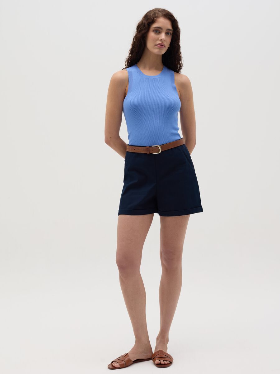 Ribbed tank top with halter neck_0