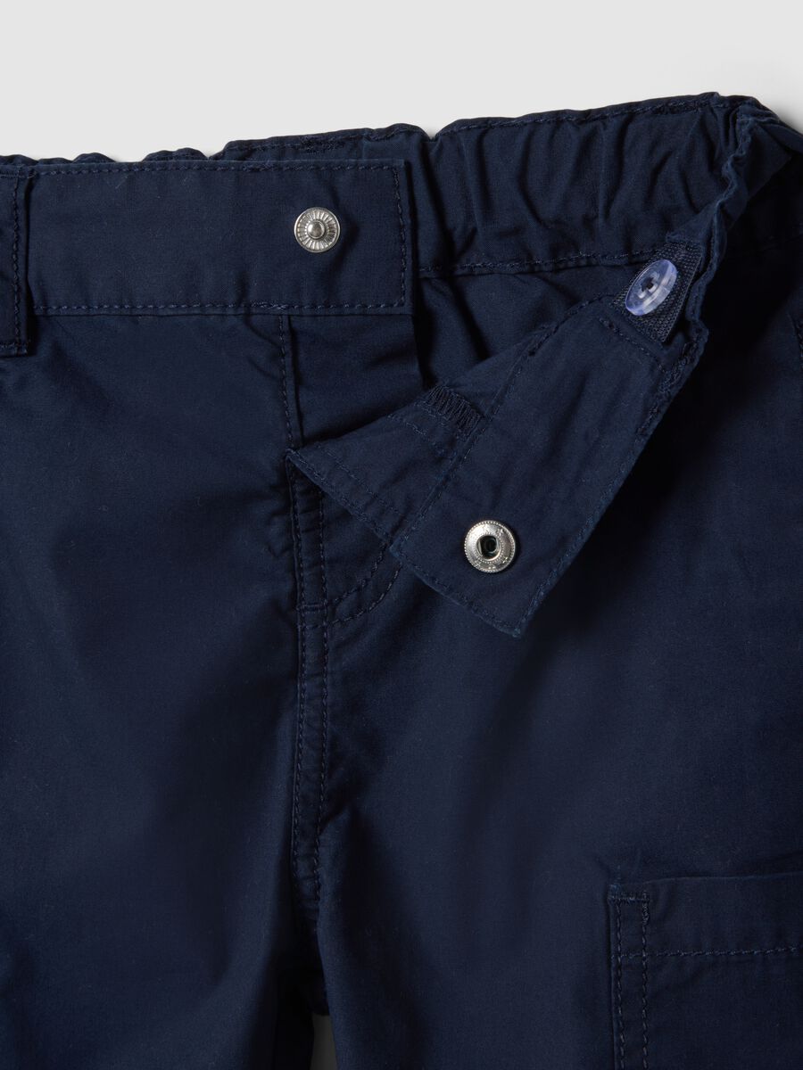 Pantaloni cargo in puro cotone blu da bimbo regular fit_2