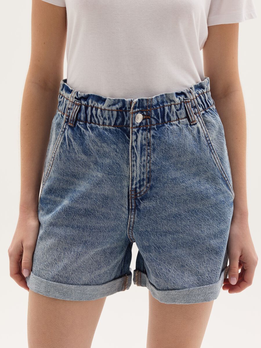 Denim paper bag shorts_1