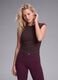 Brown ribbed stretch modal crew-neck top_0
