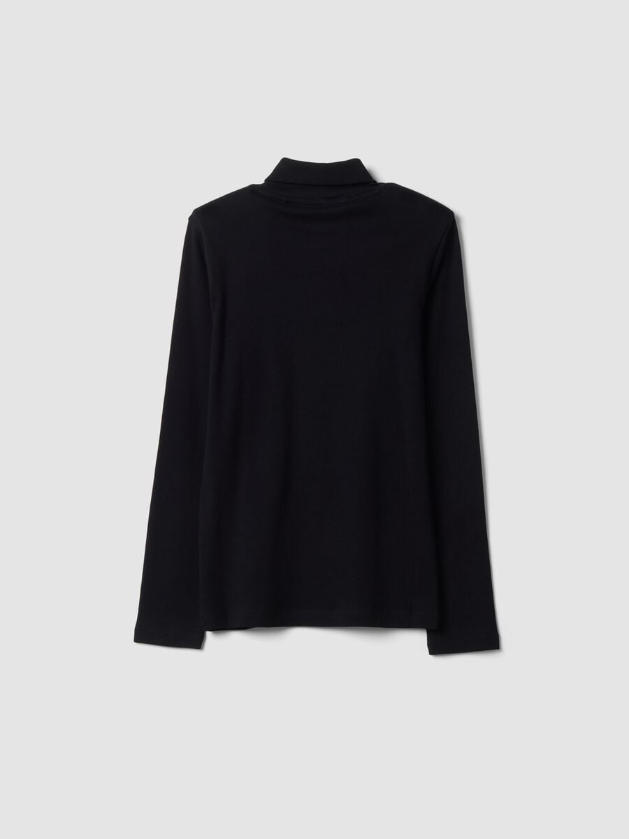 Black organic cotton turtleneck T-shirt_1