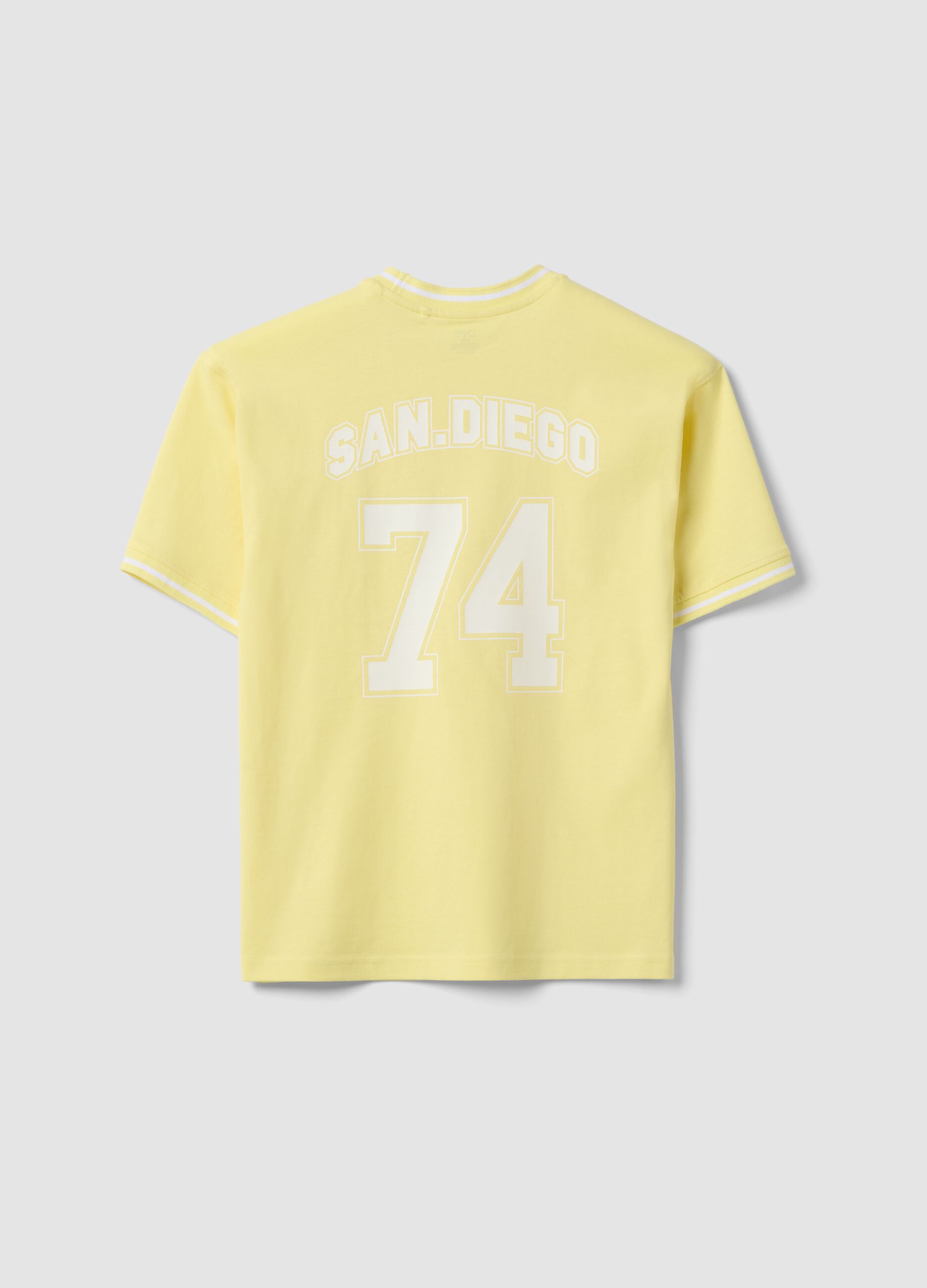 Boys' yellow pure cotton relaxed fit t-shirt with number