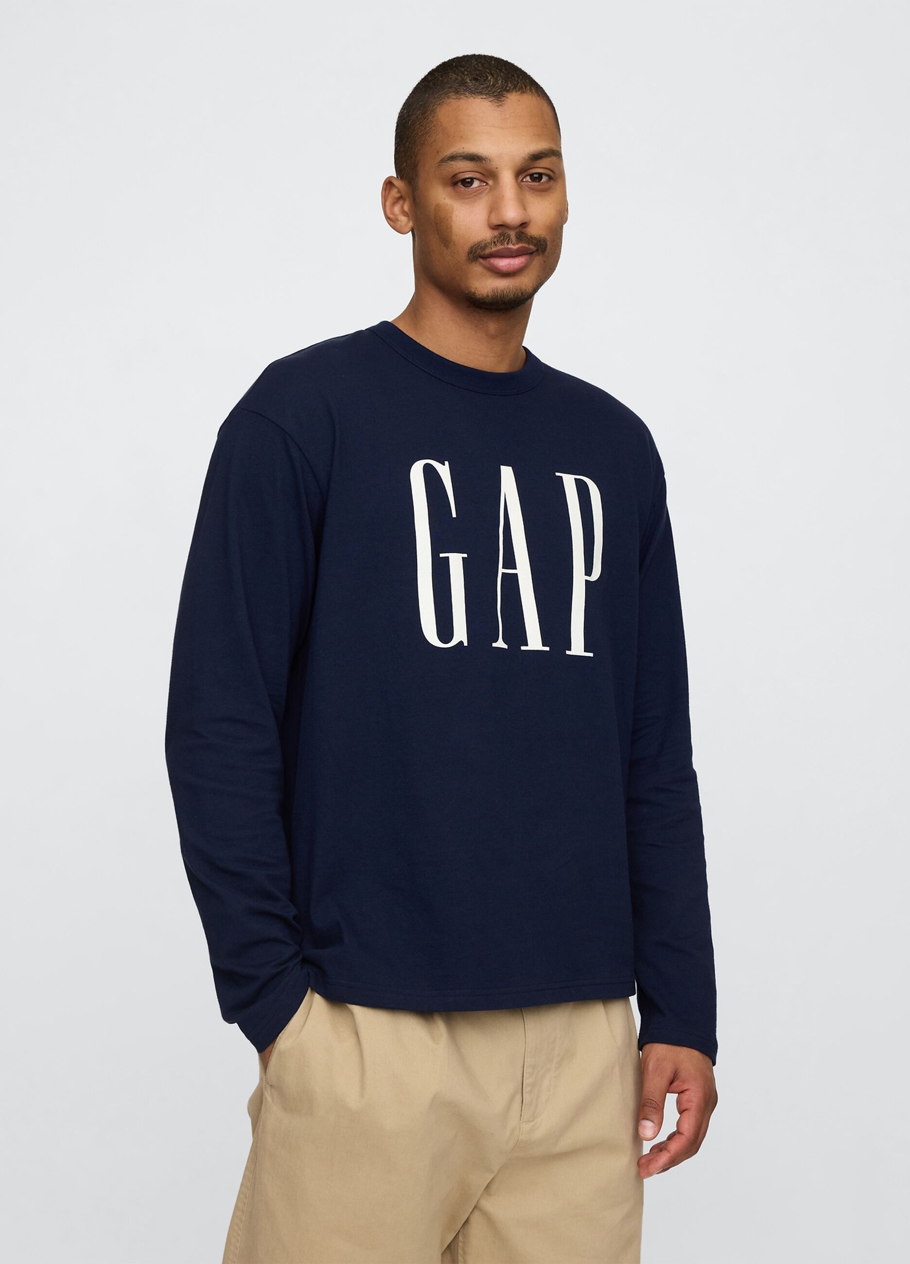 Blue Cotton Long Sleeve T-shirt with Gap Logo