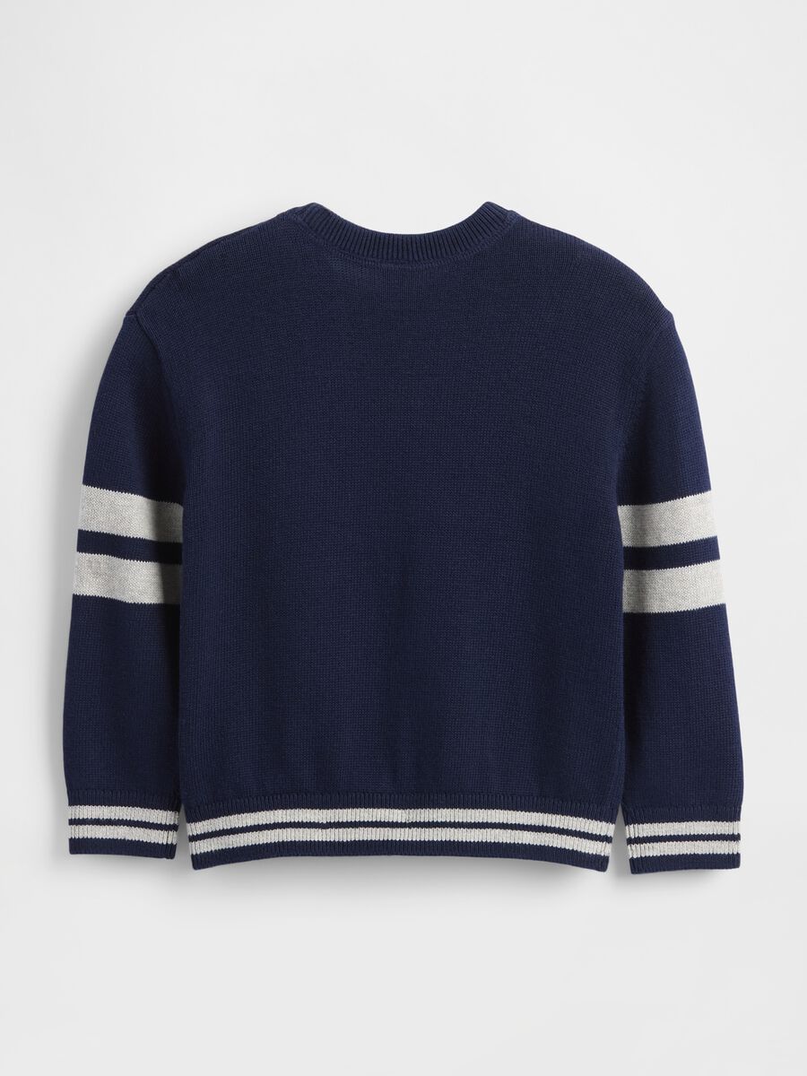 Blue jumper for kids with fire truck motif_1