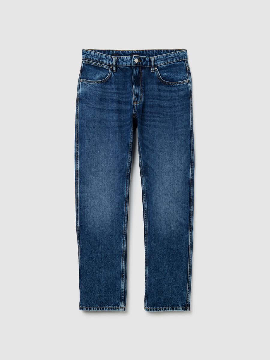 Blue pure cotton jeans regular fit_4