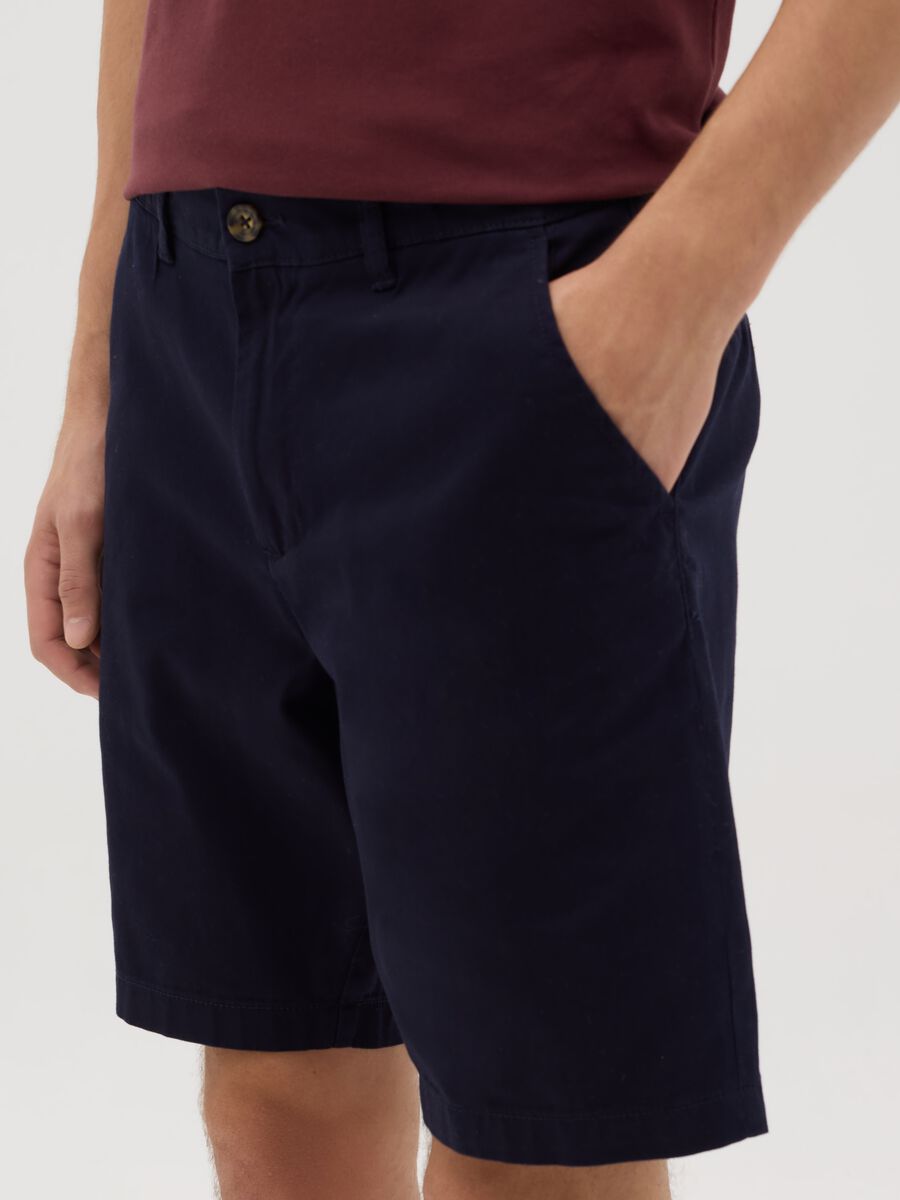Blue Cotton Chino Shorts_3