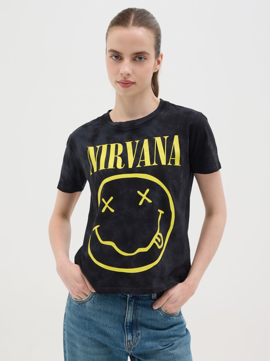 Black boxy-fit T-shirt with Nirvana print_0