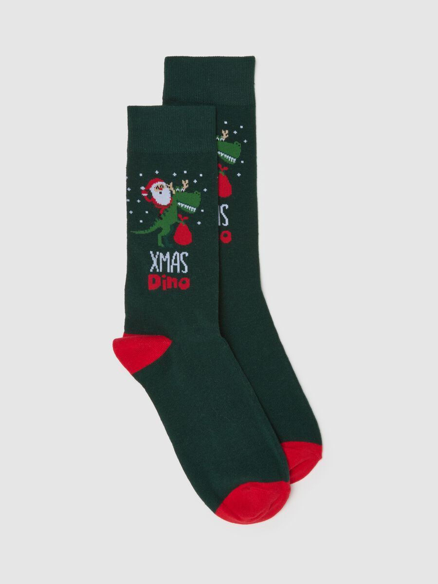 Green Cotton Blend Christmas Socks_0