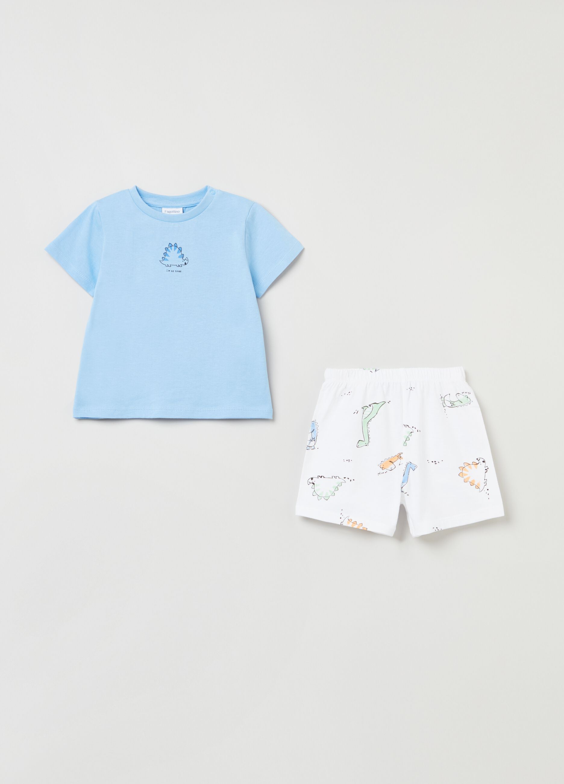 Short cotton pyjamas with dinosaurs print