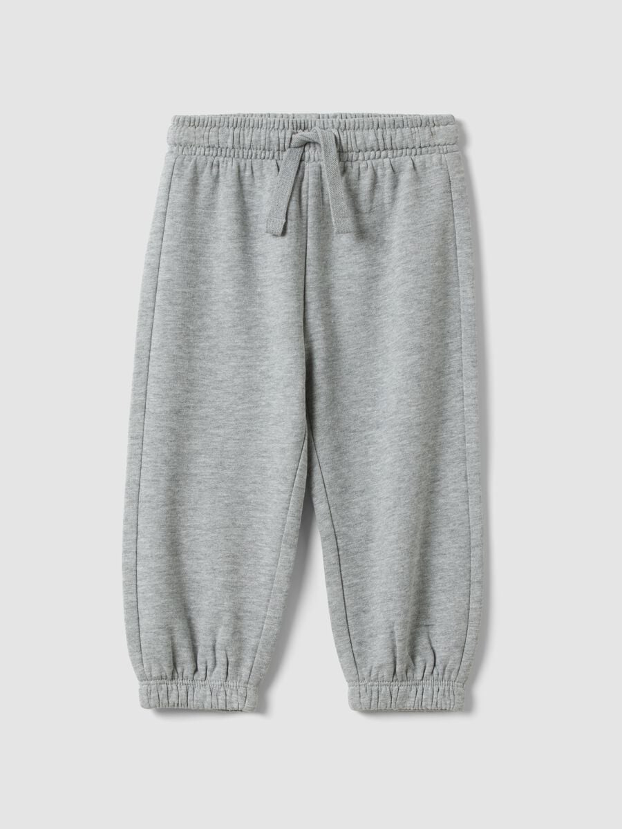 Pantaloni jogger grigio melange in puro cotone organico_0