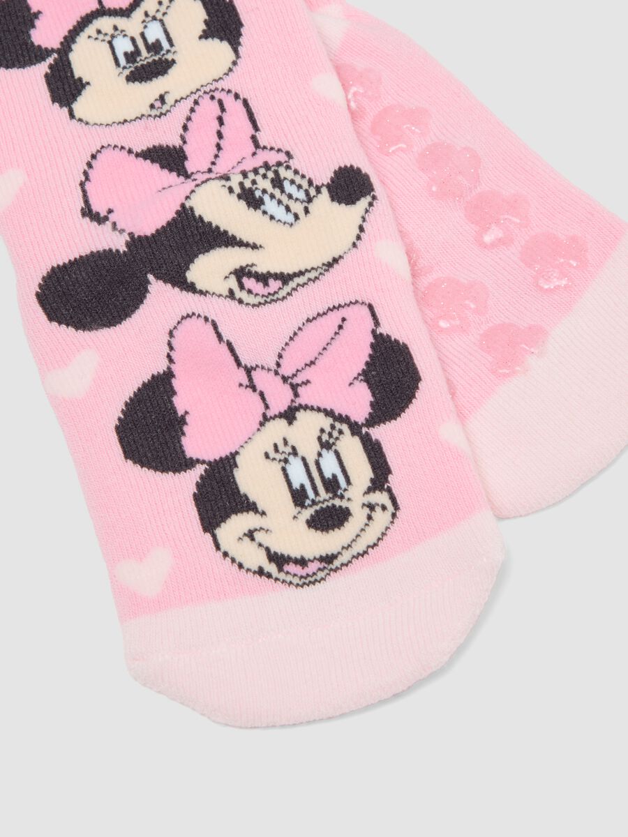 Bipack calze antiscivolo rosa in cotone organico elasticizzato con stampa Minnie_1