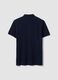 Blue pure cotton piqu&eacute; polo shirt with classic collar, regular fit_1