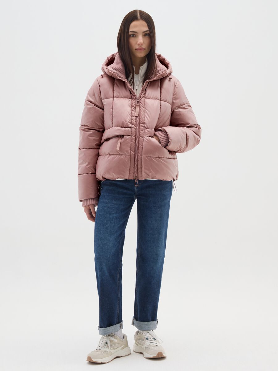 Piumino The Iconic Puffer rosa con cappuccio_1