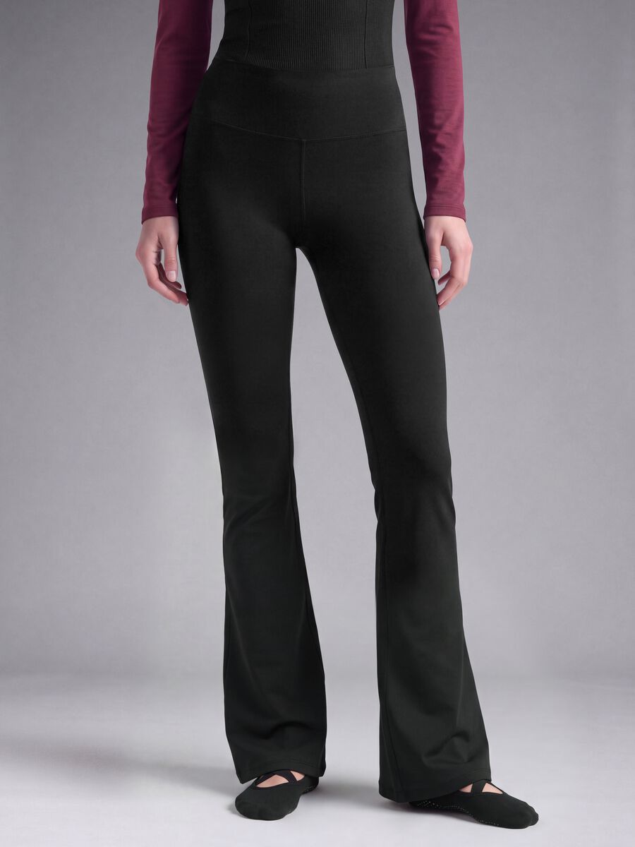 Black flared leggings in breathable stretch fabric ALTAVIA STUDIO_2