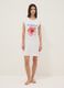 Camicia da notte bianca in puro cotone organico regular fit con fiore_0