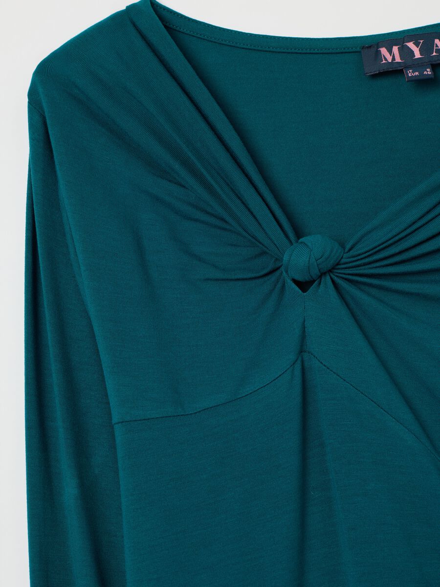 Green long-sleeved blouse in stretchy viscose_1