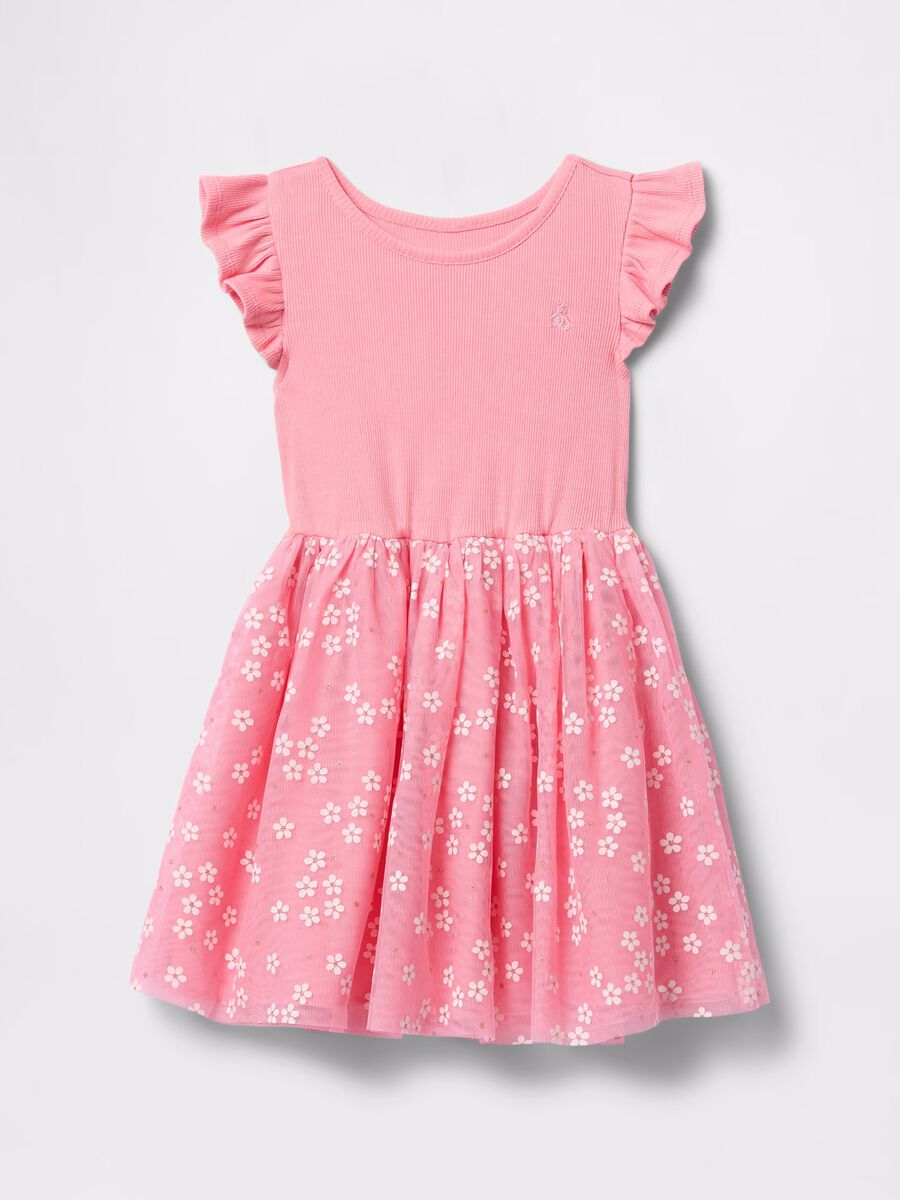 Pink dress with floral tulle skirt_1