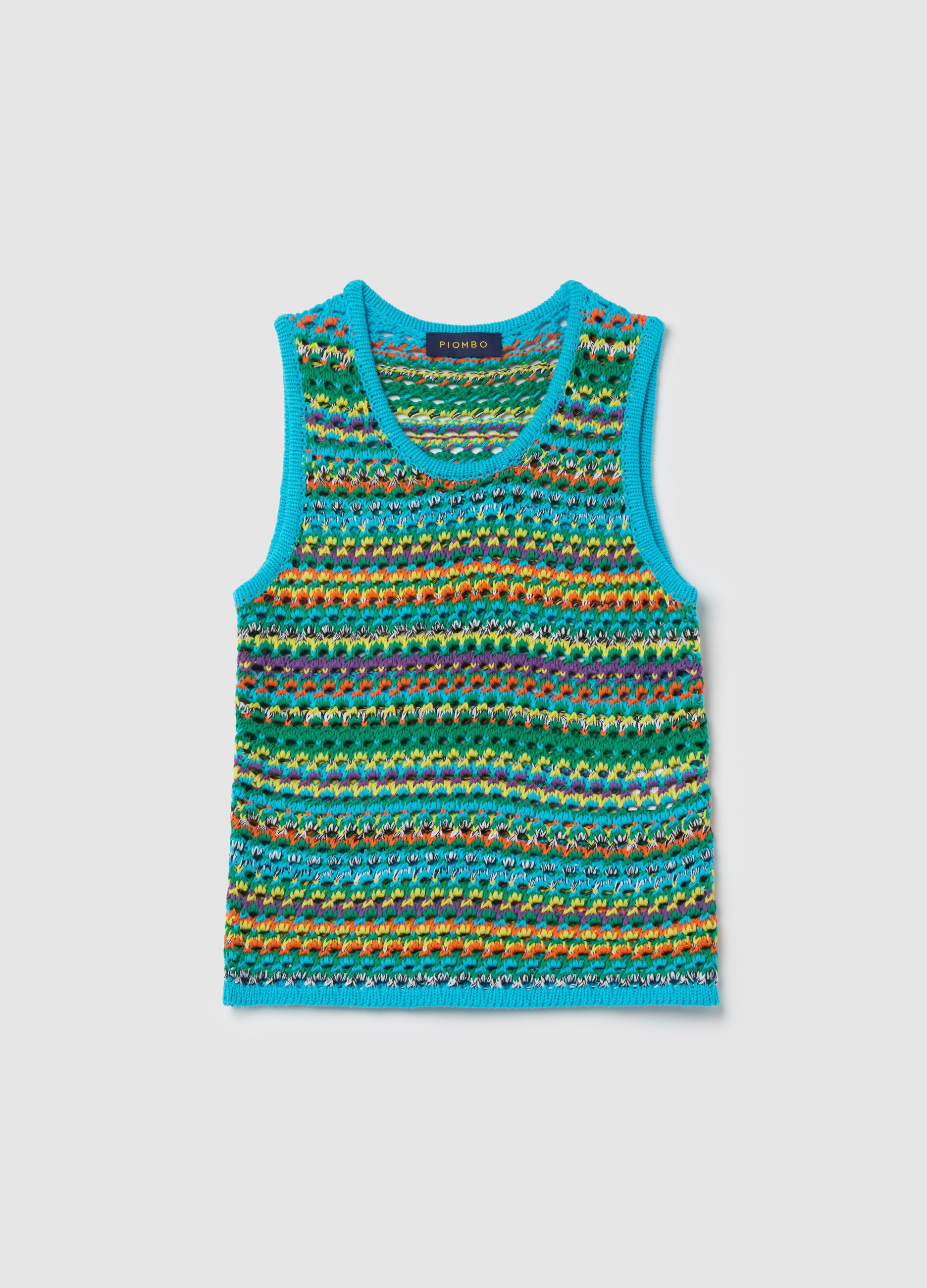 Crochet tank top in multicoloured knit