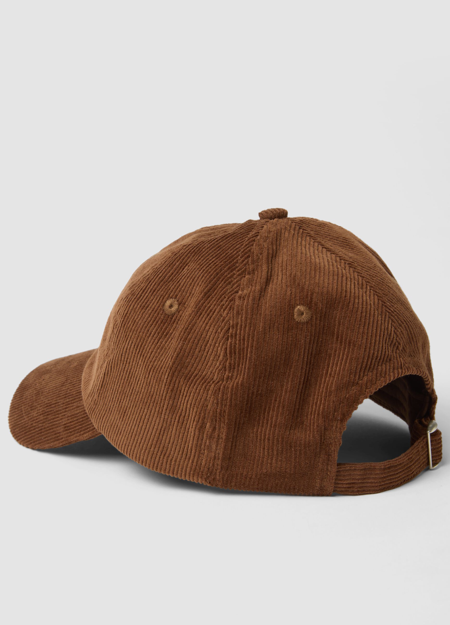 Brown ribbed pure cotton cap