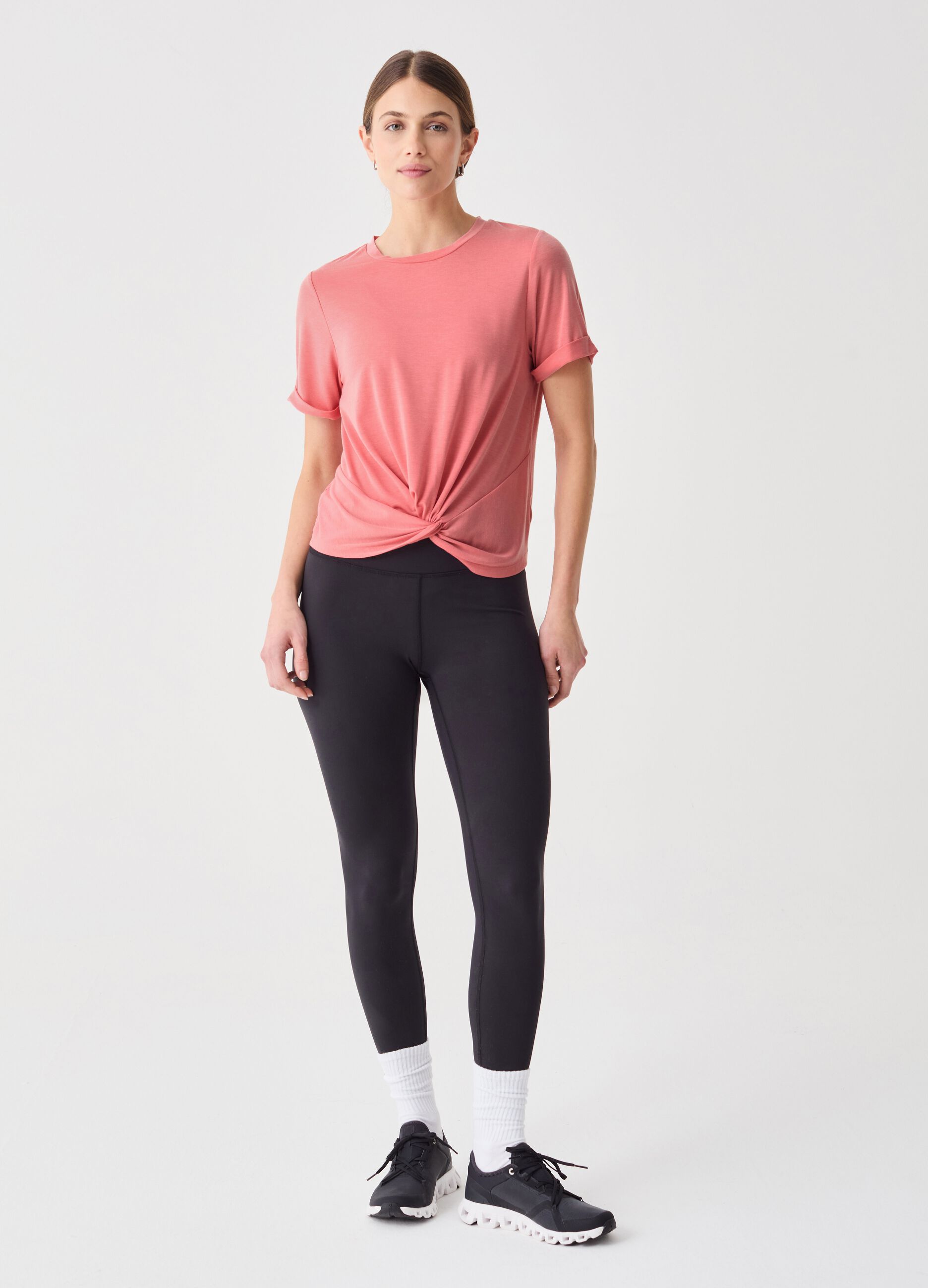 ALTAVIA STUDIO technical fabric T-shirt with knot