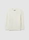 White children's crew neck pullover with regular fit and cable design_0