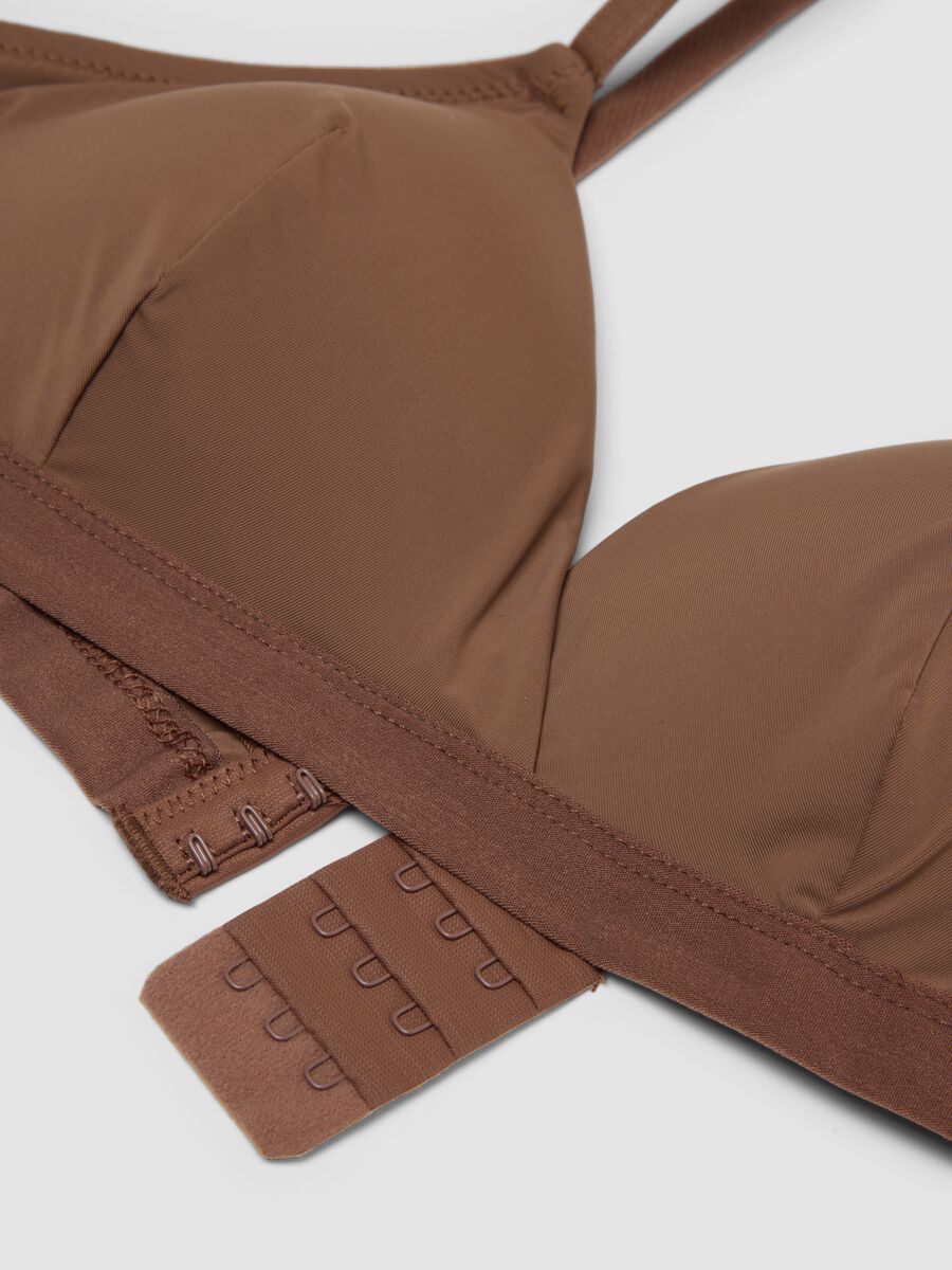 Beige triangle bra with removable padding in stretch fabric_1